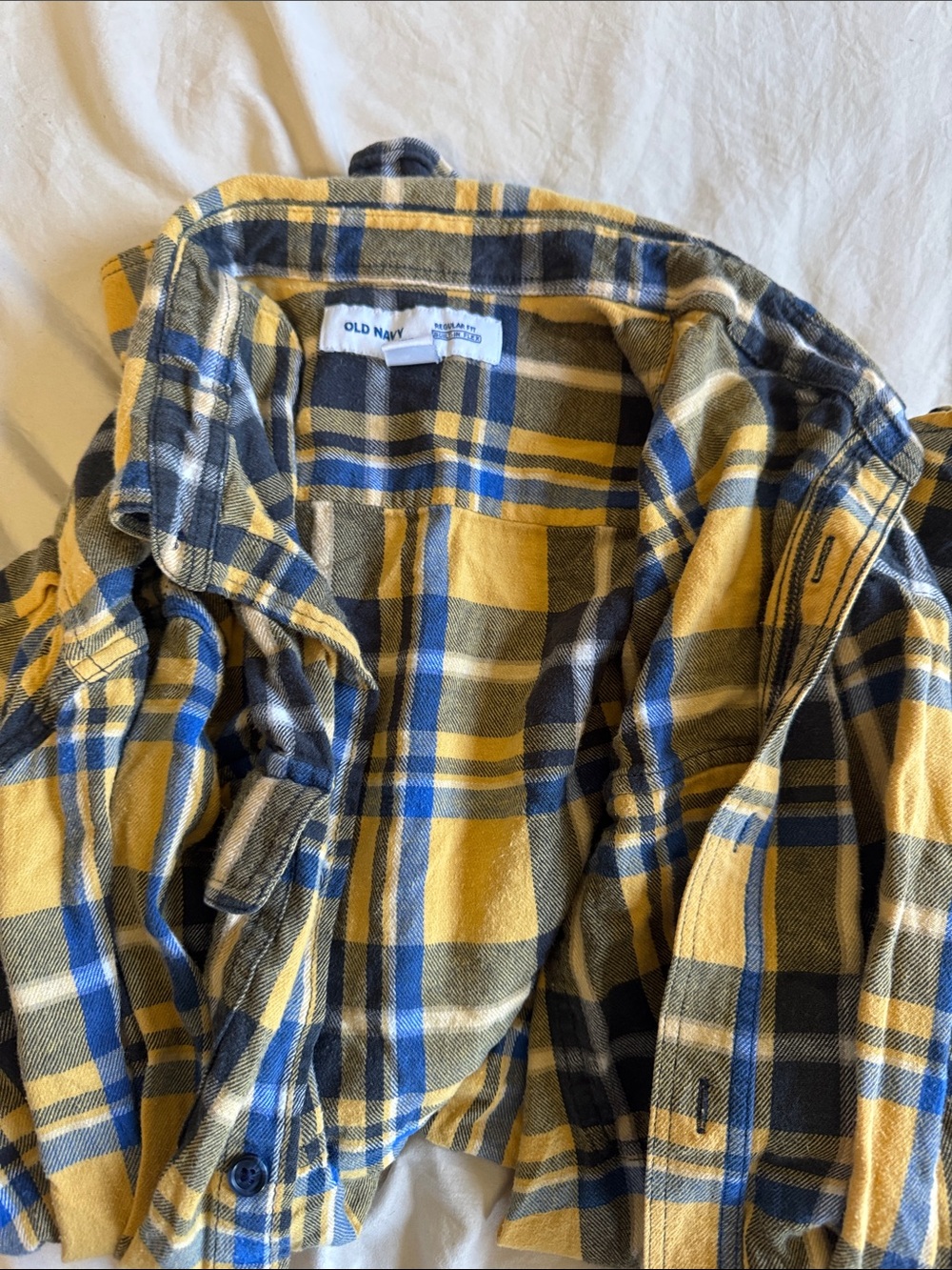 Old Navy Yellow and Blue Plaid Button-Down Shirt